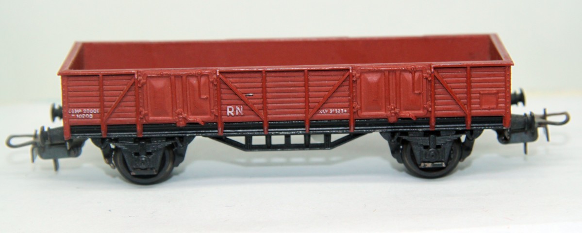 Electrotren 1103, low side car, with inscription "RN", red-brown, DC, H0 gauge, with spare packaging