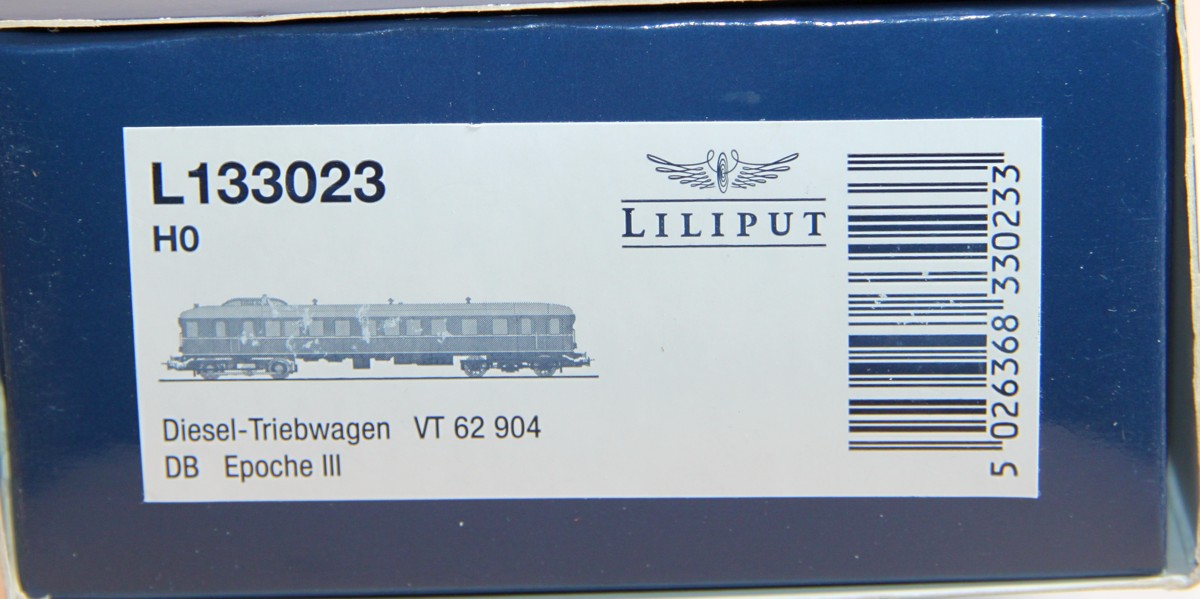 LILIPUT 133023, diesel multiple unit VT 62 904 of the DB, epoch III, red, 