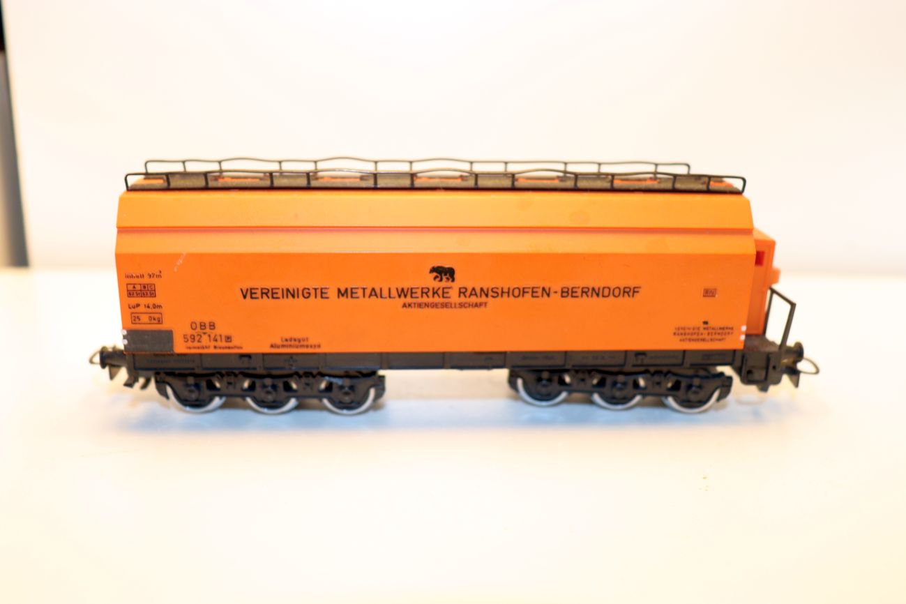 Kleinbahn 360, transport wagon from Aluminium Ranshofen Berndorf, ÖBB, orange, DC, for H0 gauge, see pictures,