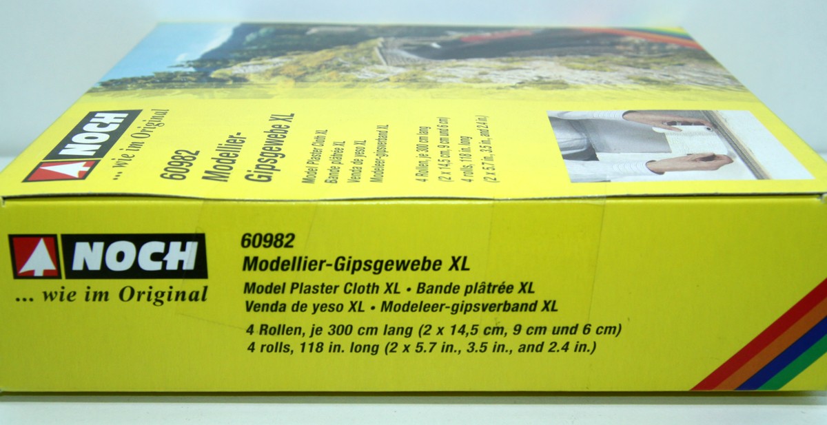 Noch 60982, Modellier-Gipsgewebe XL, (4 Rollen a 3m, 2*14,5 cm, 9 cm, 6 cm) für Spur H0 und N 