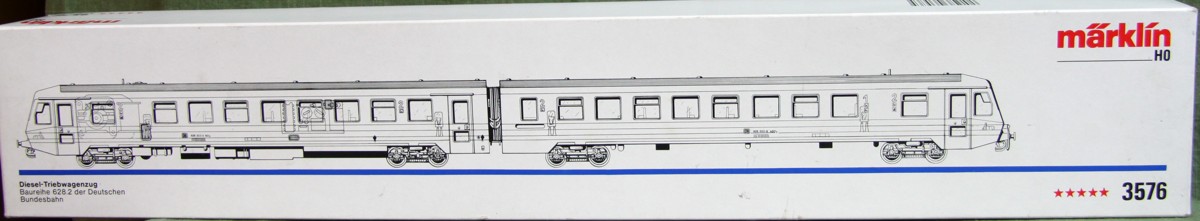 Märklin 3376.2, diesel railcar, two-part set, DB Class 628.2, white/turquoise, AC, H0 scale,
