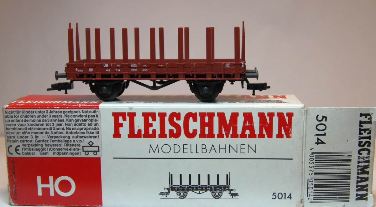Fleischmann 5014, Rungenwagen kurz, braun. AC, Spur H0, in OVP