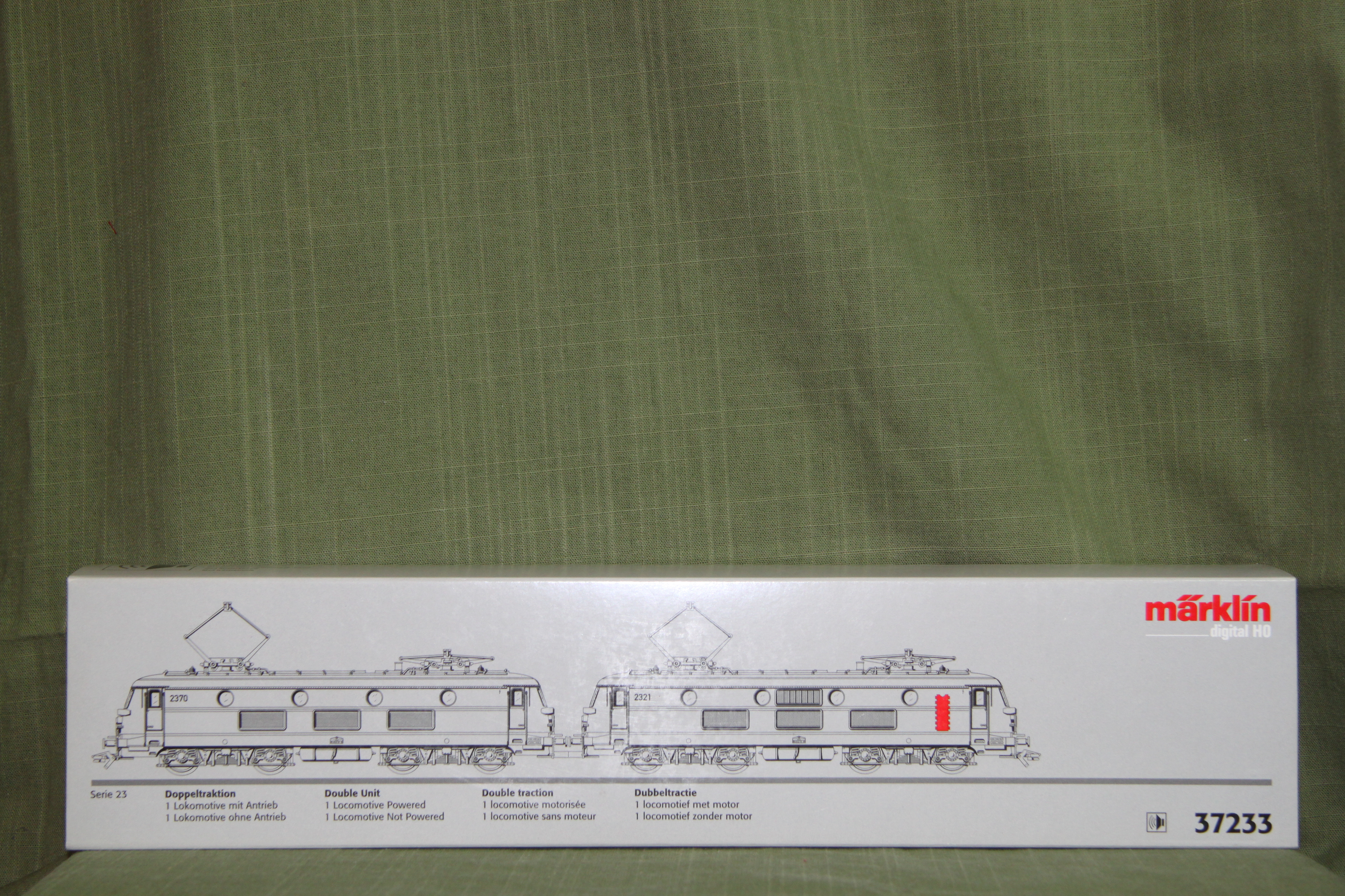 Originalverpackung Märklin 37233, Doppeltraktion E-Loks Serie 23 der SNCB