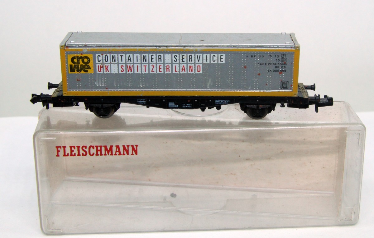 Fleischmann 8241, container wagon, type Lbs (BTmms), 2-axle, black, 