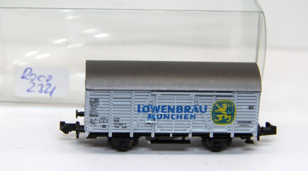  Roco N 2321 D, gedeckter Güterwagen "Löwenbräu", DC, Spur N, in ErsatzVP