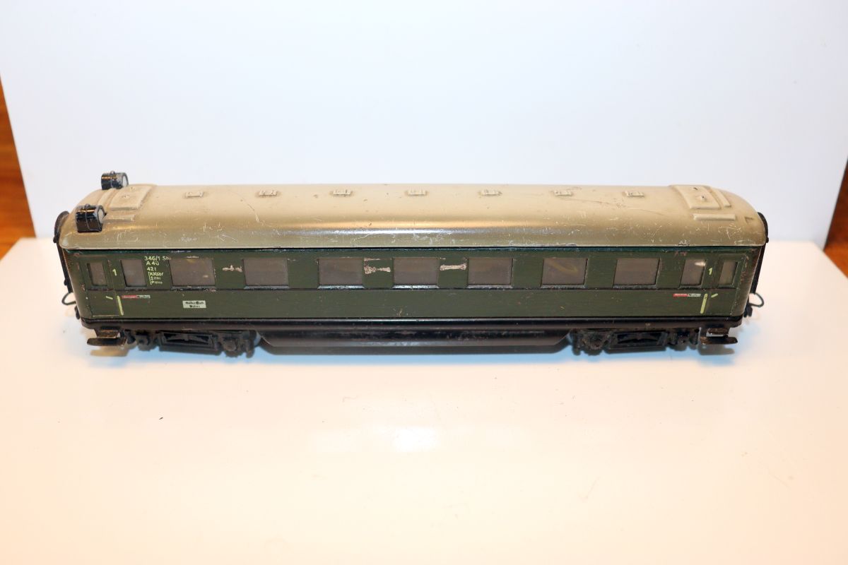 Märklin 4007 (346/1BS), Schürzenwagen mit Schlusslicht und Innenbeleuchtung in uralter Originalverpackung