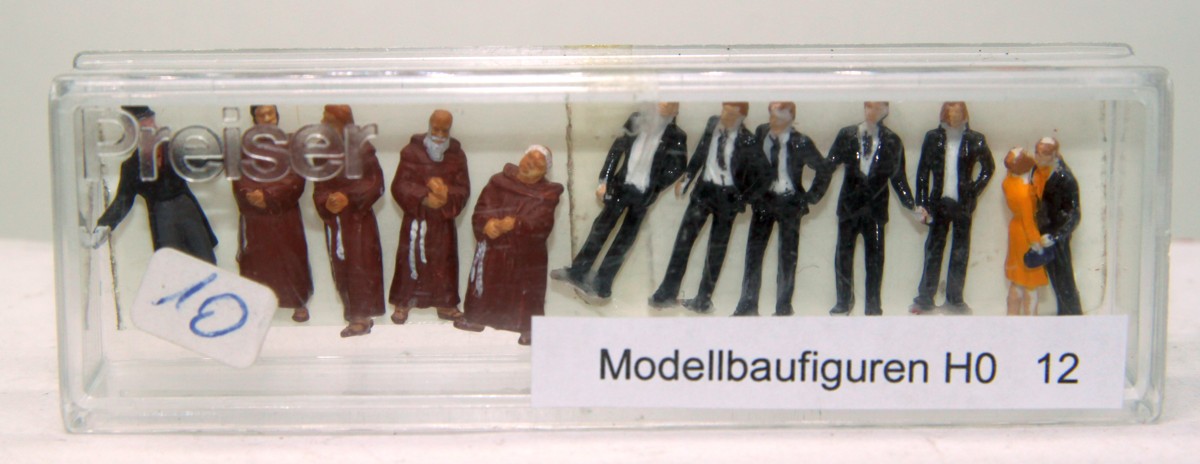 Modellbaufiguren-Set Nr. 12, verschiedene Mönche + Hochzeitsgäste, 12 Stück für Spur H0, in Ersatzverpackung