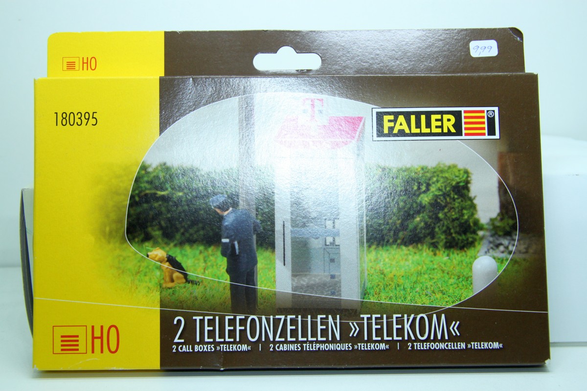Faller 180395, 2 telephone boxes "Telekom", for H0 gauge, with original packaging