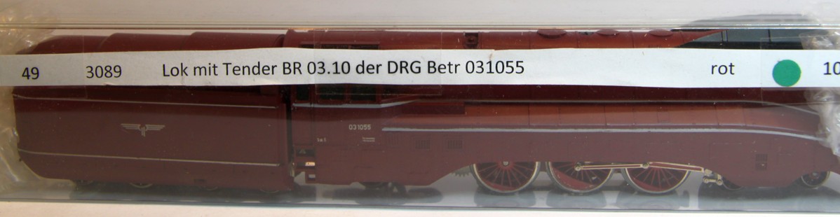 Verpackung für Märklin 3089, Dampflok mit Tender, Baureihe 03 der DRG,