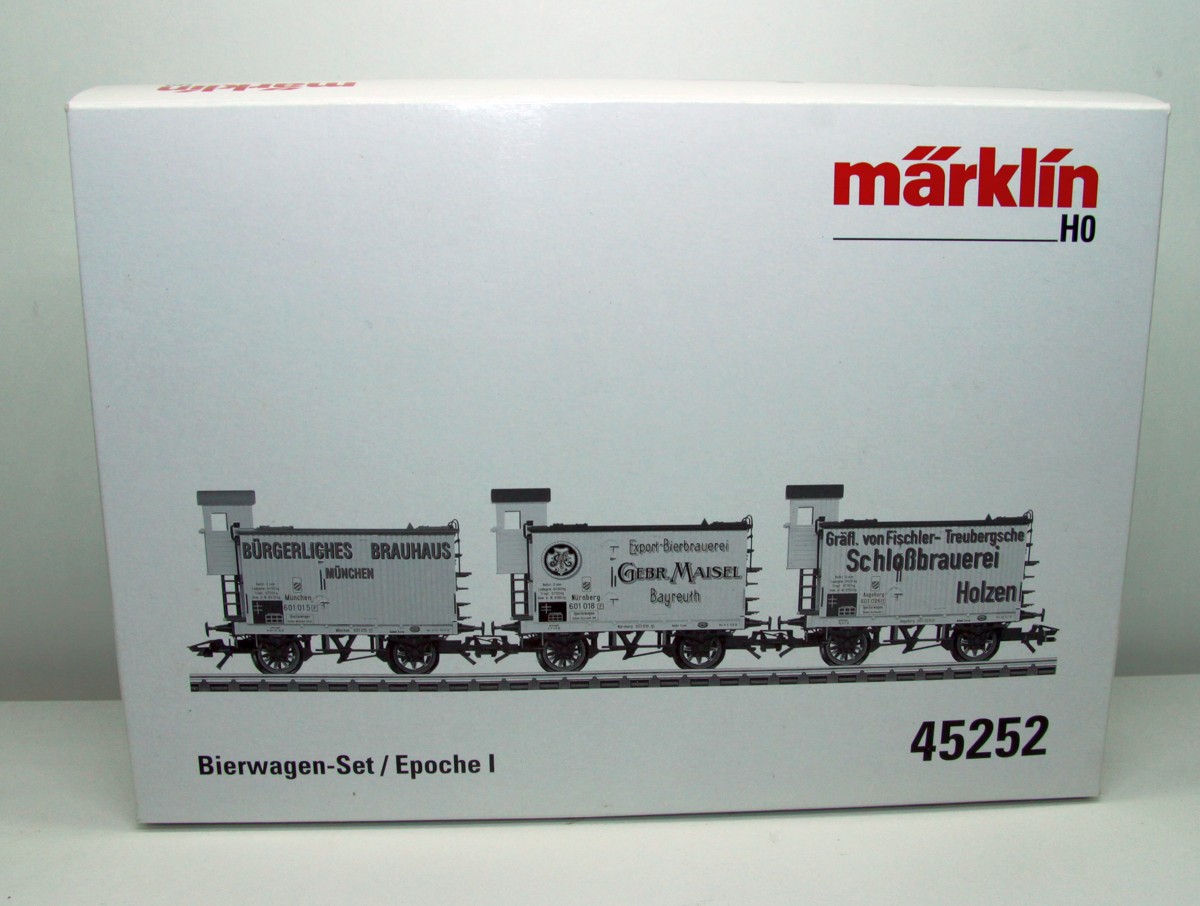  Märklin 45252, Set of 3 beer cars of the K.Bay.Sts.B., AC, gauge H0, with original box