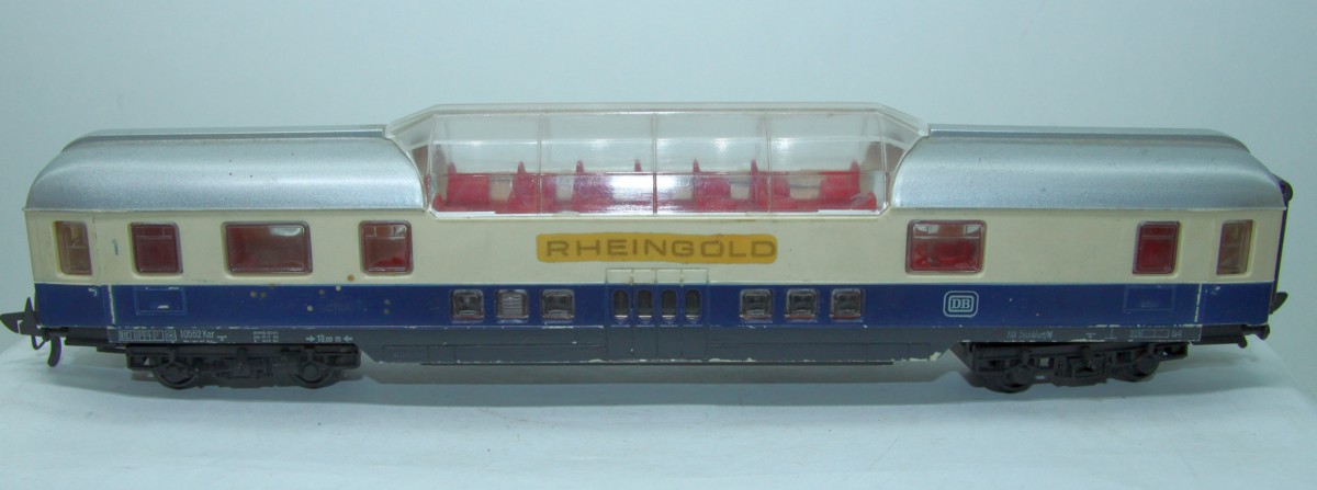 Hornby-ACHo (Meccano),Rheingoldwagen-Set , bestehend aus drei Wagen, blau/beige, DC, Spur H0, ohne Originalverpackung. Die Wagen sind bespielt mit Gebrauchsspuren, siehe Bilder