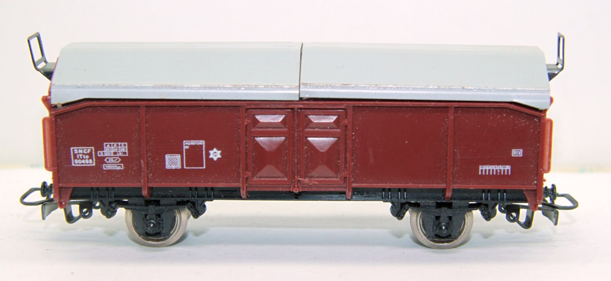 Jouef, SW13861, Schwenkdachwagen der SNCF, rotbraun/silber, DC, Spur H0, mit Ersatzverpackung, 