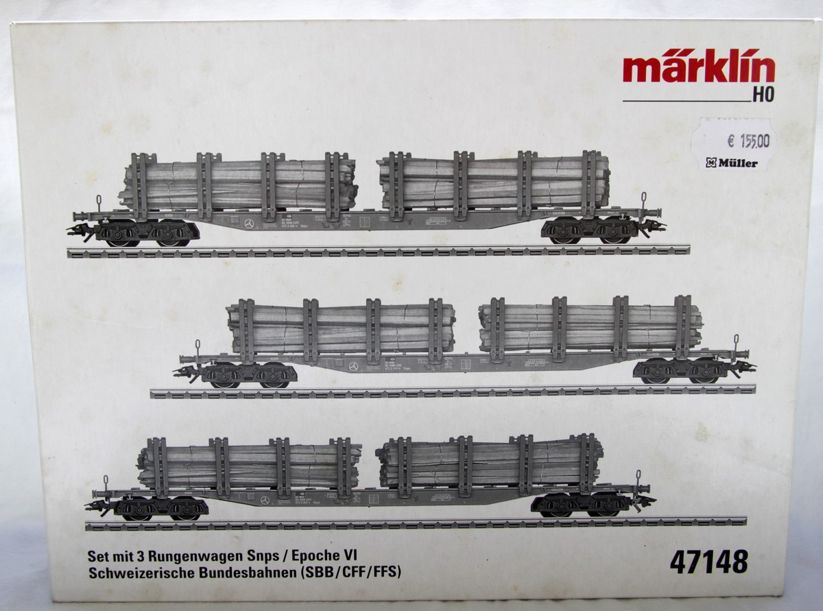 Märklin 47148, Set of 3 stake cars, era VI, AC, H0 gauge