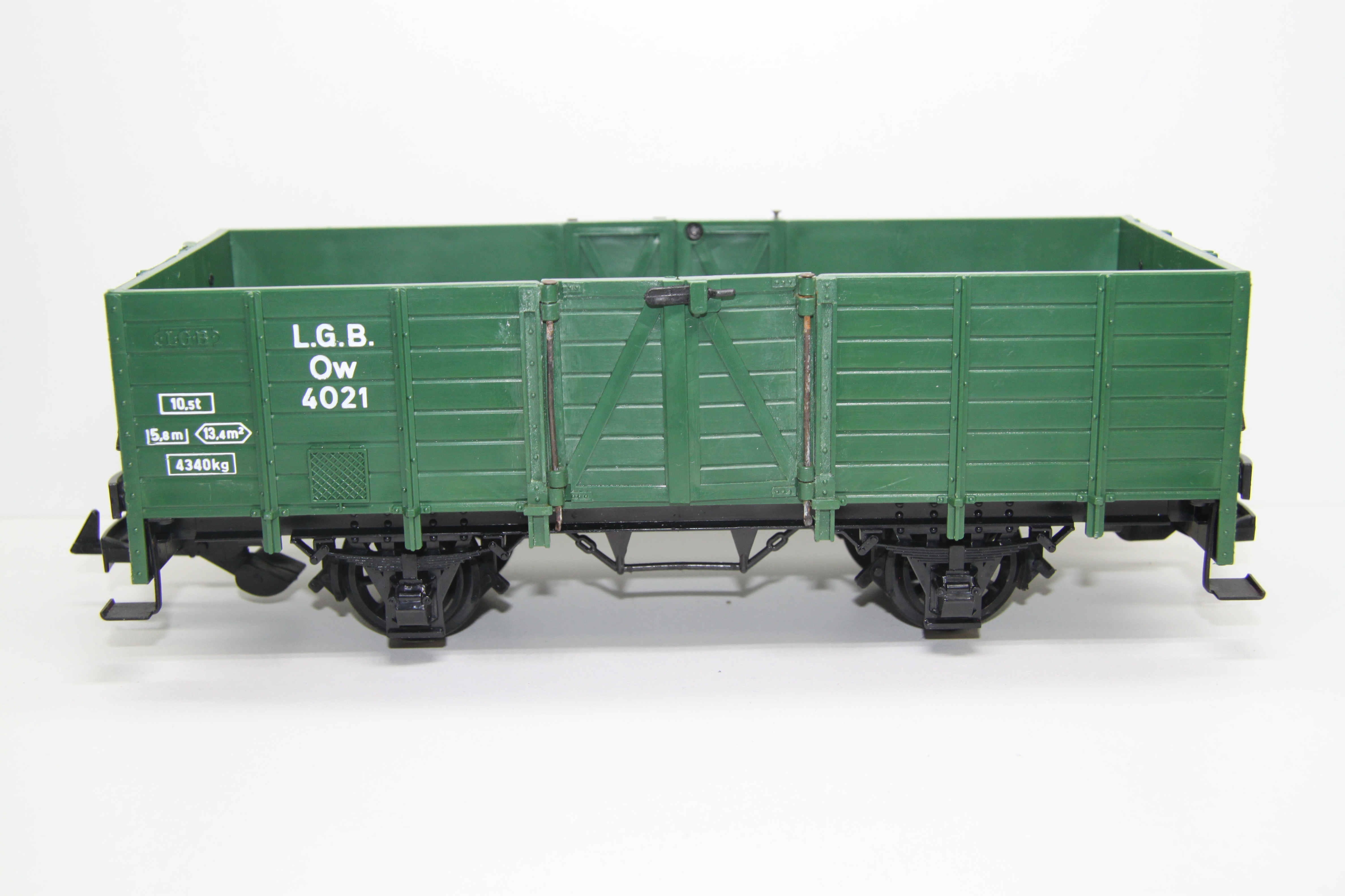 LGB 4021, offener Güterwagen, grün +  Bauwagen"Graf" in grün, AC, Spur G, ohne Originalverpackung