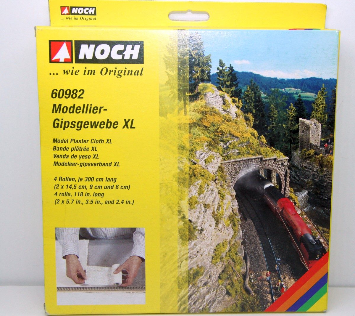 Noch 60982, Modellier-Gipsgewebe XL, (4 Rollen a 3m, 2*14,5 cm, 9 cm, 6 cm) für Spur H0 und N 