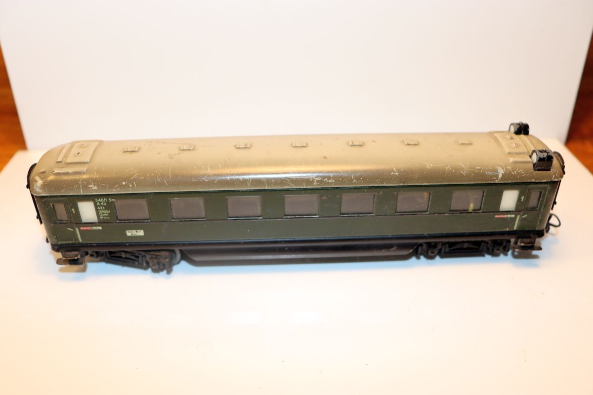 Märklin 4007 (346/1BS), Schürzenwagen mit Schlusslicht und Innenbeleuchtung in uralter Originalverpackung