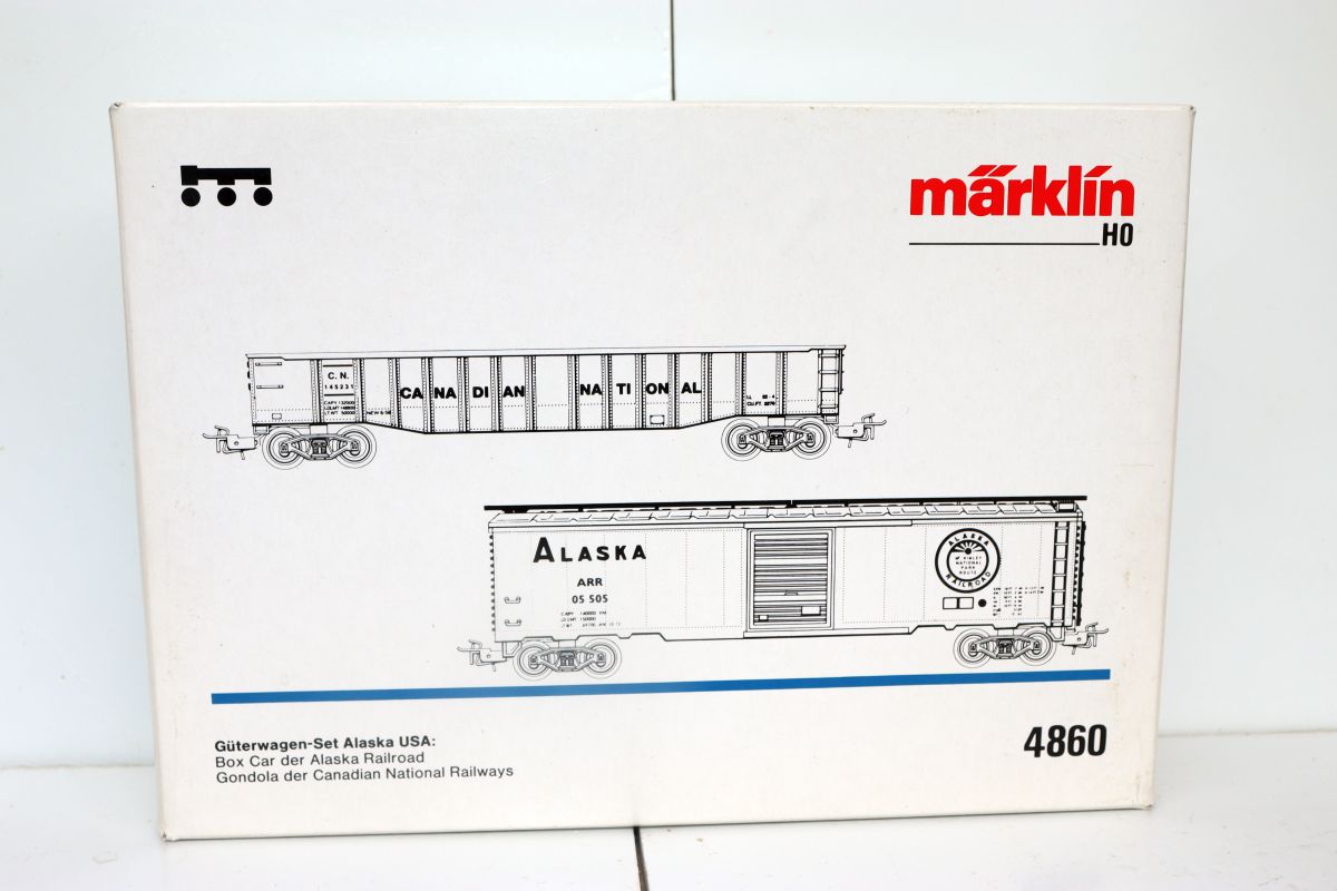 Märklin 4860, Güterwagen-Set Alaska USA, bestehend aus Box Car der Alaska Railroad und Gondola der Canadian National Railways