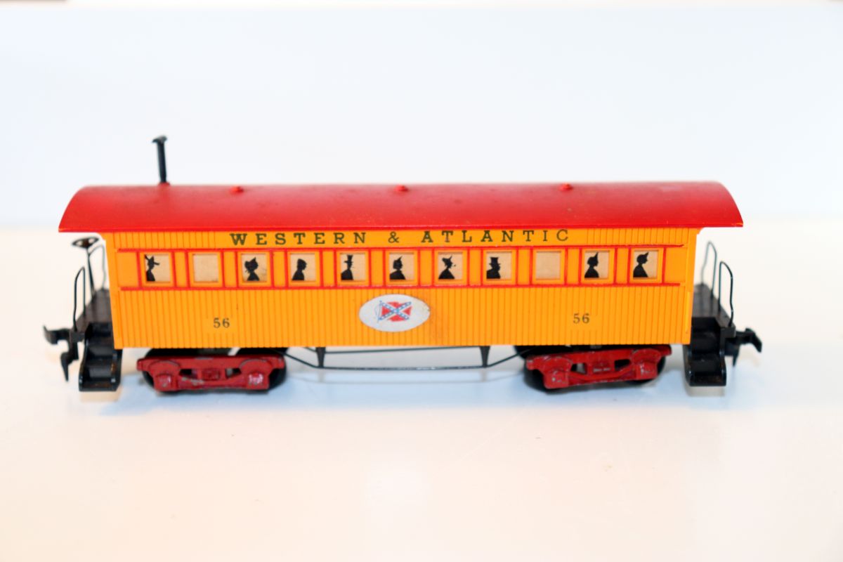 Mantua Tyco, SW21057, Western & Atlantic Oldtime Passenger Cars, orange/red, DC, for gauge H0, see pictures,