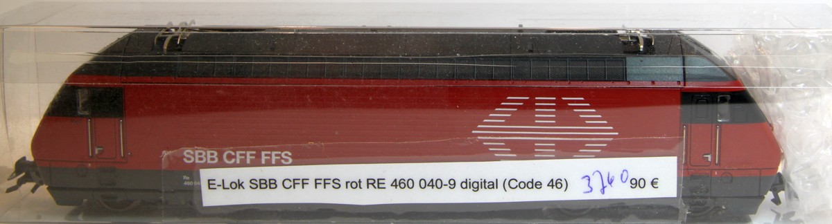 Verpackung der Märklin 3760, Elektrolok Baureihe Re 4/4 Serie 460 040-9 der SBB,