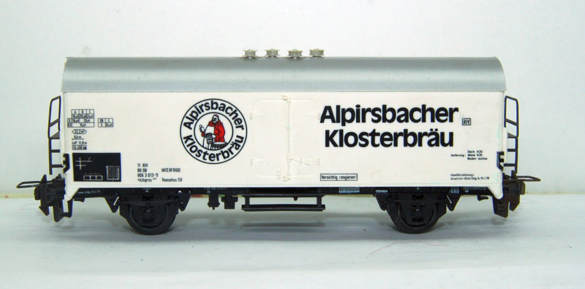 TRIX Express 3480, Ichqrss 337, Kühlwagen der DB, "Alpirsbacher Klosterbräu" DC, Spur H0, mit Ersatzverpackung,  