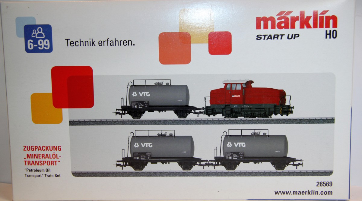  Märklin 26569, Digital, Zugset Mineralöltransport der DB AG mit drei Kesselwagen, AC, Spur H0, mit OVP