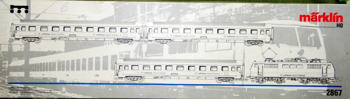 Originalverpackung Märklin 2867,  Lufthansa Airport Express mit BR 111 DB,