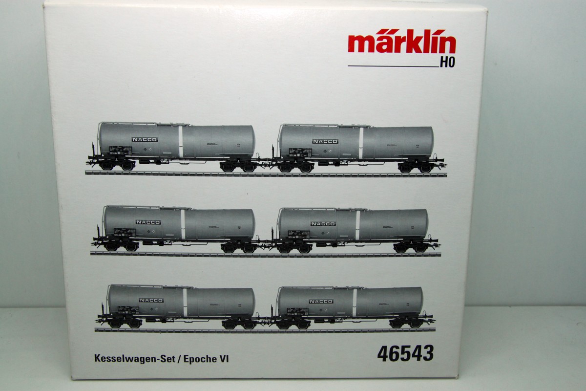 Märklin 46543, Kesselwagen-Set aus 6 unterschiedlichen Mineralöl-Kesselwagen der Bauart Zans, Epoche VI