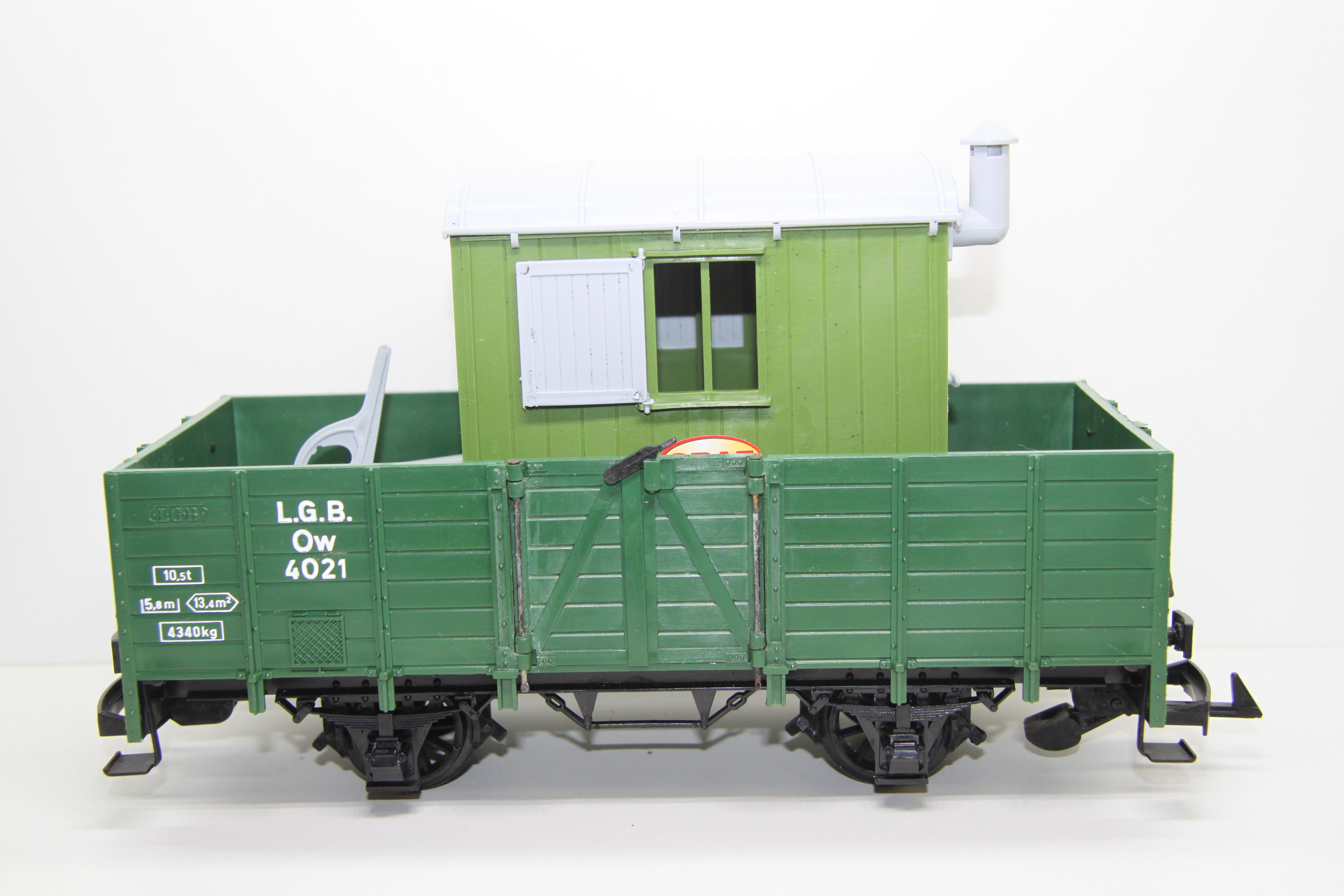 LGB 4021, offener Güterwagen, grün +  Bauwagen"Graf" in grün, AC, Spur G, ohne Originalverpackung