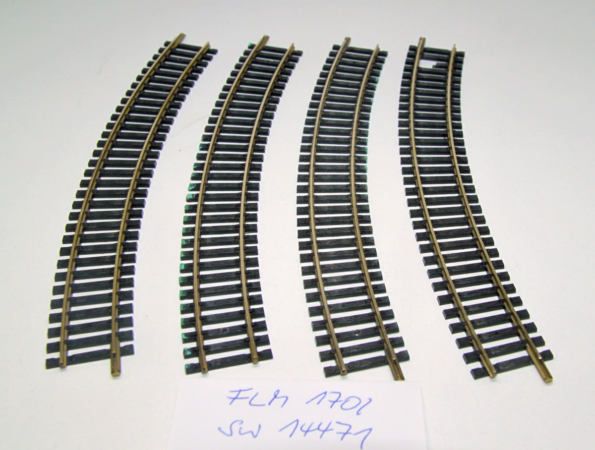 Fleischmann gebogenes Gleis 1701, Radius R2, Radius 425mm, Winkel 30°, DC, Spur H0, ohne Originalverpackung,