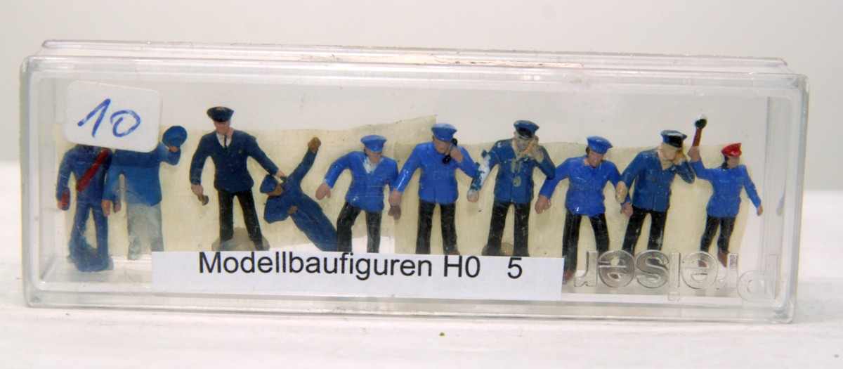 Modellbaufiguren-Set Nr. 5, verschiedenes Bahnwärterpersonal, 10 Stück, für Spur H0, in Ersatzverpackung