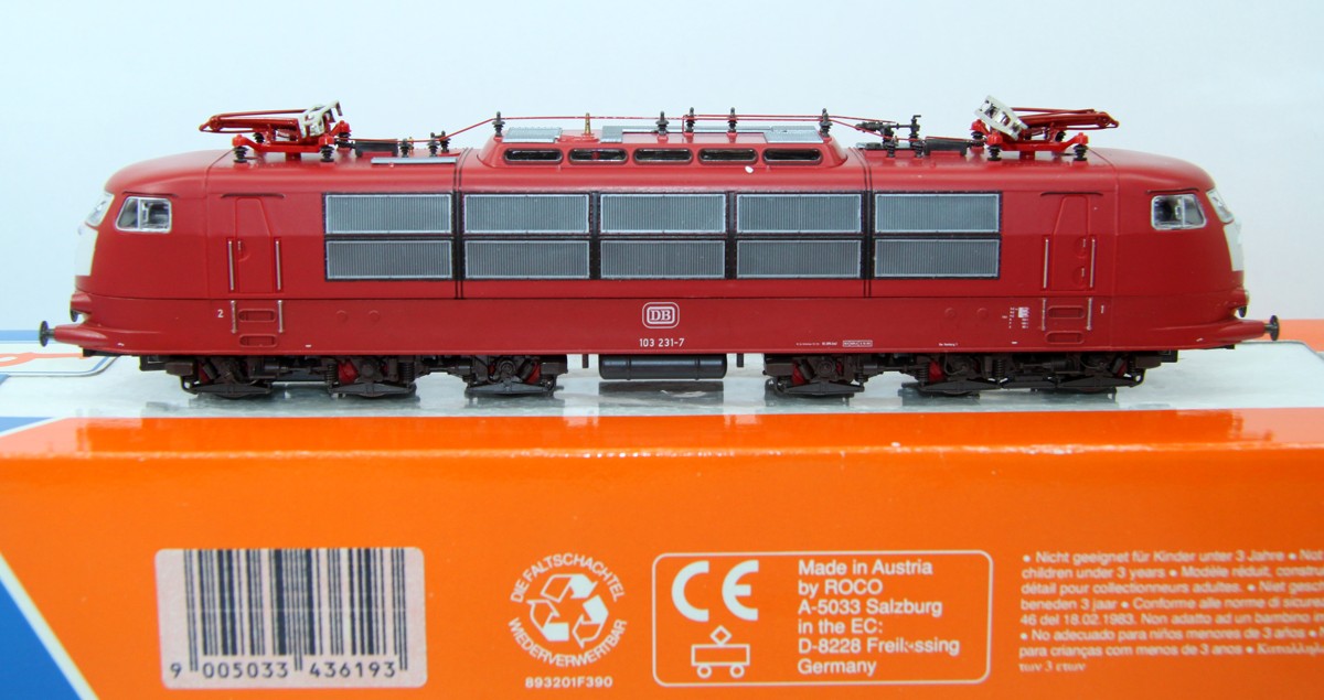 Roco 43619 BR 103 231-7 der DB Elektrolok der DB, rot, DC, Spur H0, in Originalverpackung, siehe Bilder