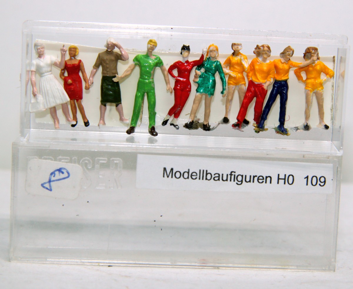 Modellbaufiguren-Set Nr. 109, verschiedene Personen, 10 Stück, für Spur H0, in Ersatzverpackung, 
