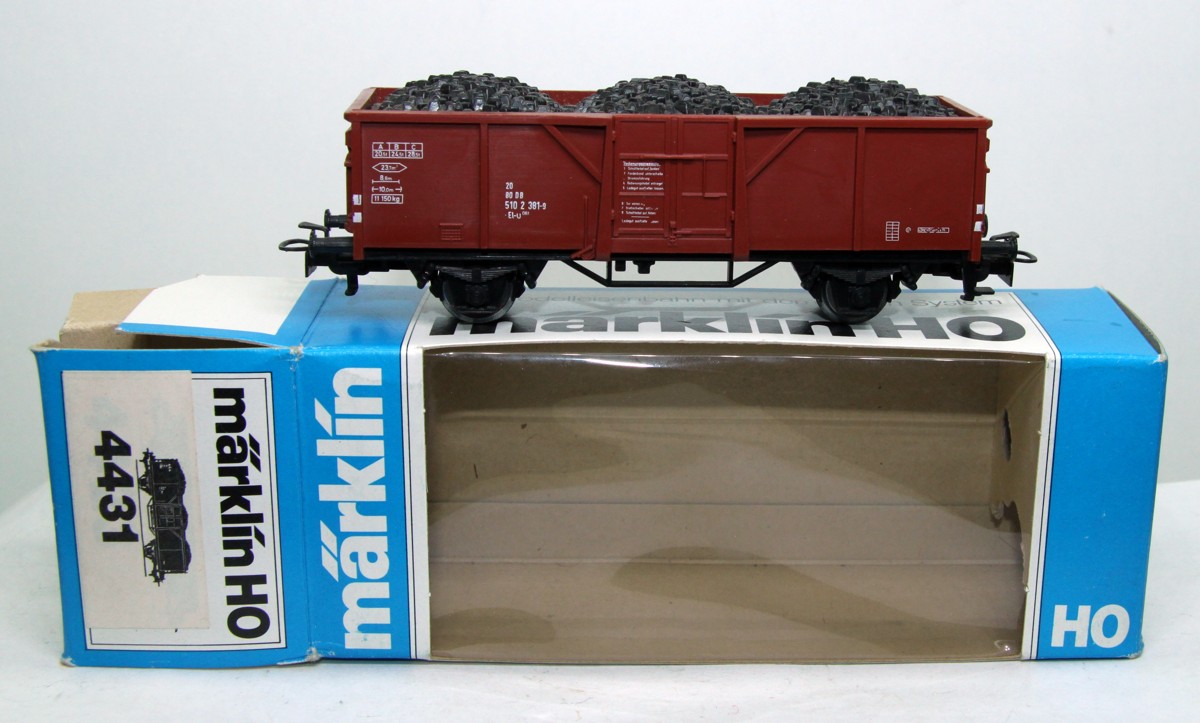 Märklin 4431, offener Güterwagen mit Steinkohle, Wagennummer 510 2 381-9, rotbraun, AC, Spur H0